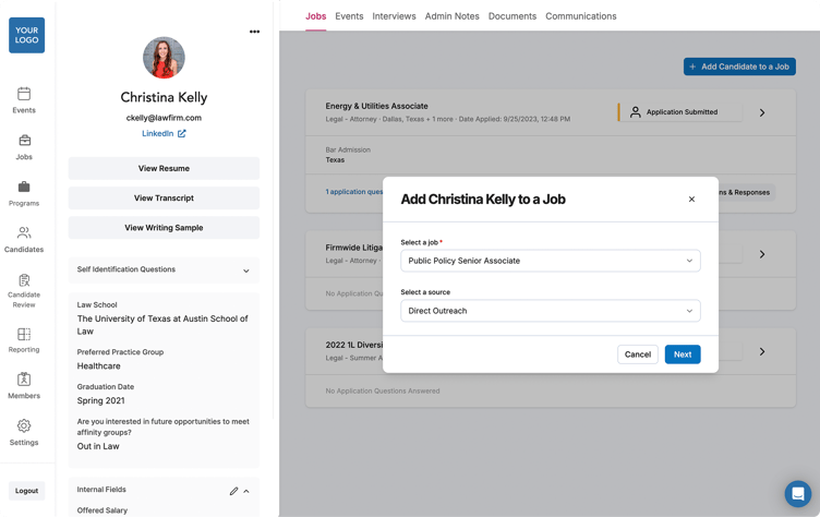 4. Add candidate to job from profile