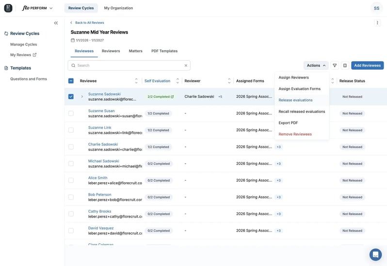 Admins Release Reviews to Specific Individuals