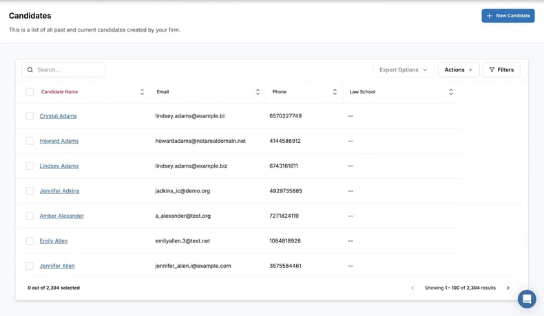 Candidates List Page in Flo