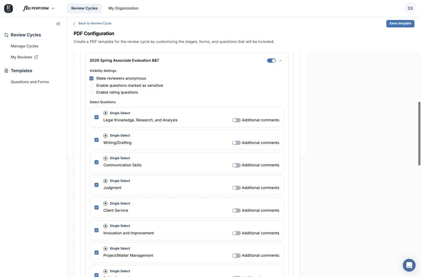 Configuring a PDF Export in Flo Performance Management
