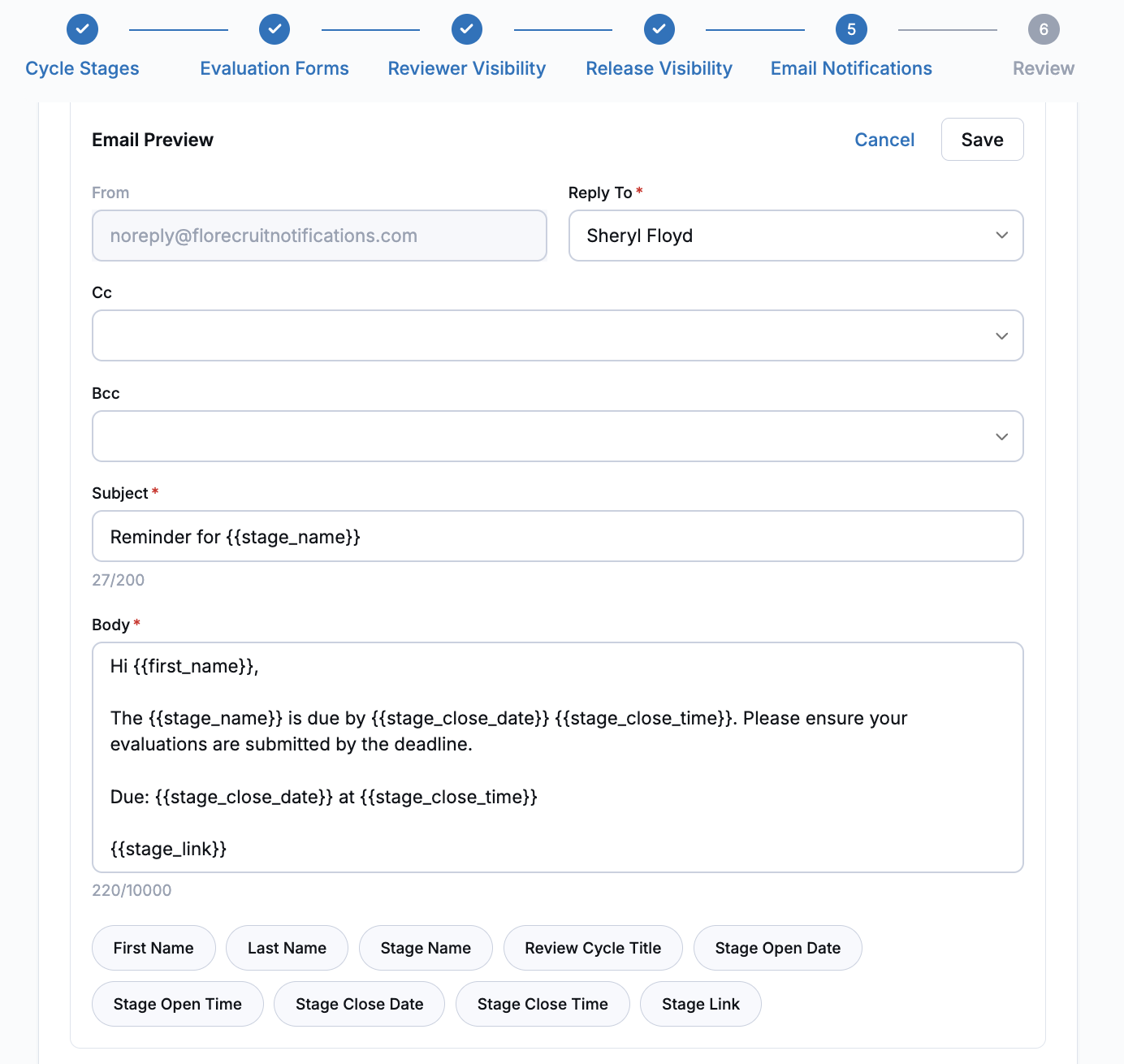 Email editing-notifications