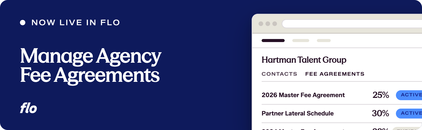 Manage Agency Fee Agreements in Flo banner